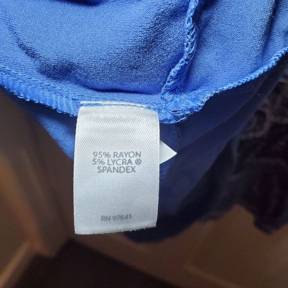 J. Jill Wearever Collection Blue Paisley A-Line Dress Flutter Sleeves Sz L - Picture 9 of 10